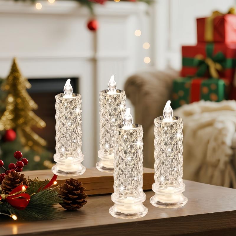 Set of 4, LED Crystal Candle Lights - Romantic Tabletop Night Lights for Bedroom Decorations, Gifts, Anniversary and Parties, Suitable for Wedding, Birthday, Holiday Tabletop Decorative Lights | FREE SHIPPING