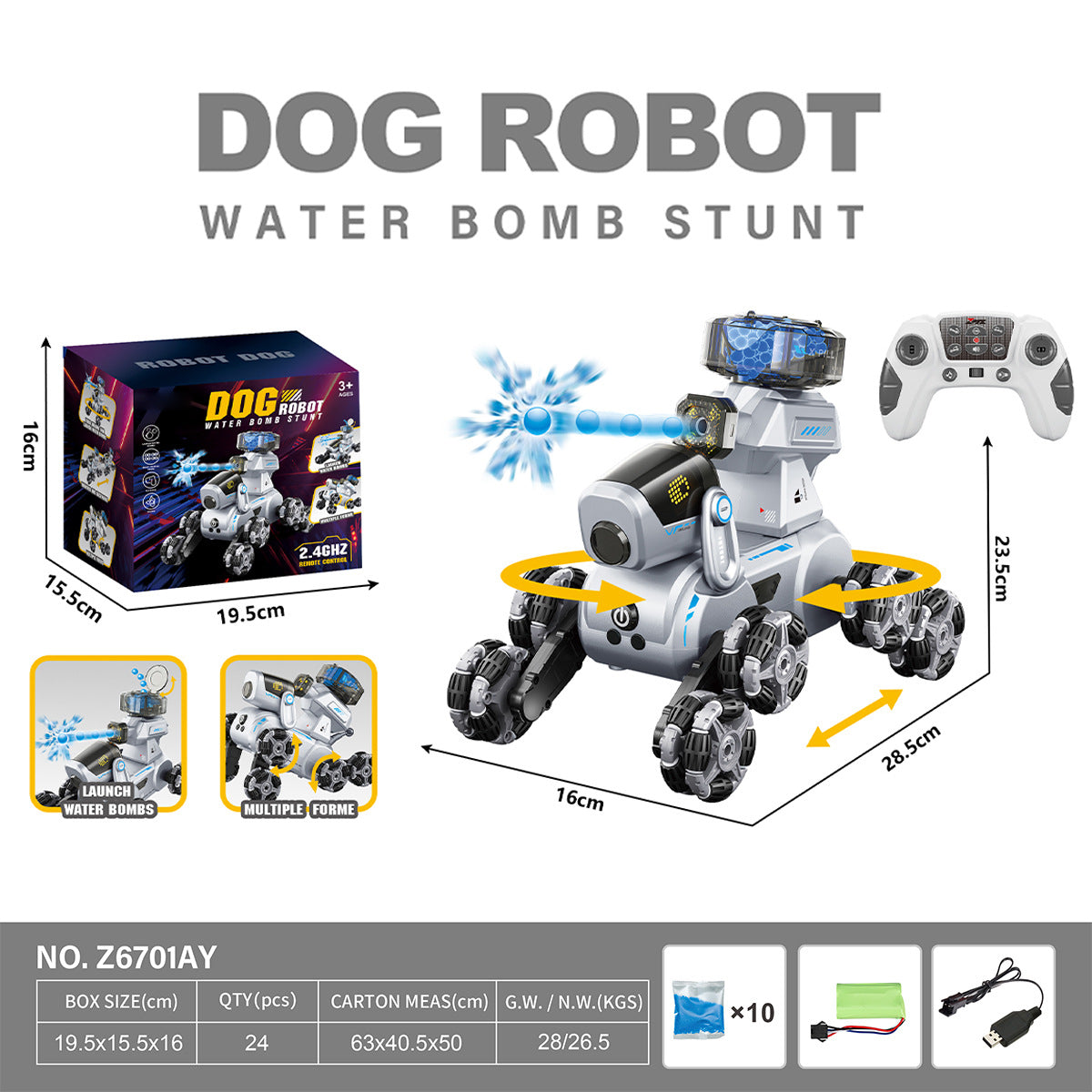 Gesture Sensor Launched Water Bomb Electric Dog RC Toys