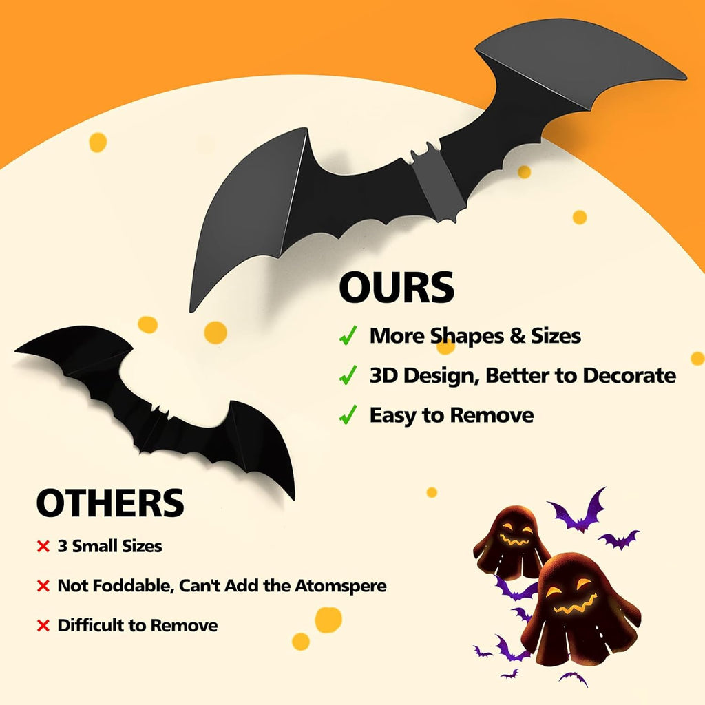 🦇 Halloween 3D Bat Wall Stickers – 120/140PCS Set | 70% OFF, FREE SHIPPING