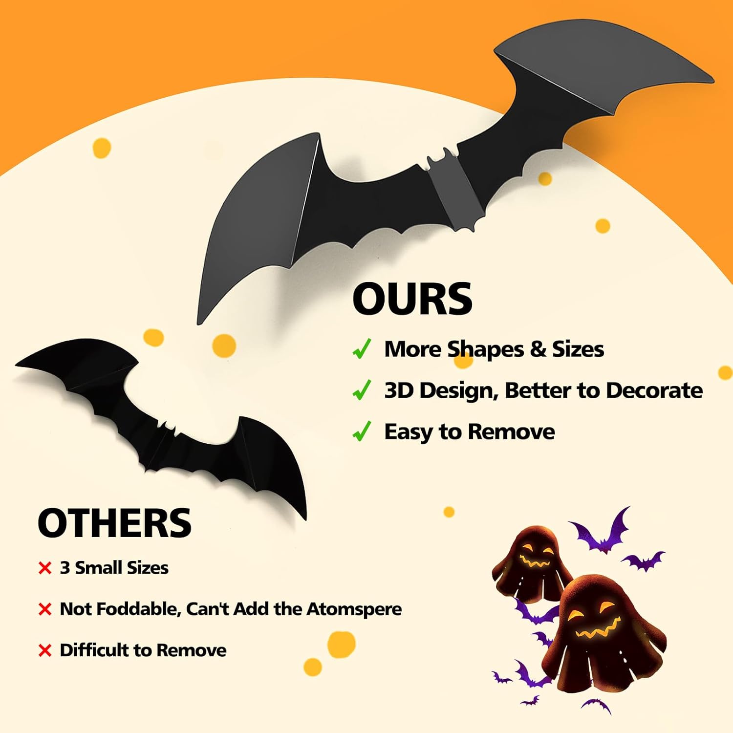 🦇 Halloween 3D Bat Wall Stickers – 120/140PCS Set | 70% OFF, FREE SHIPPING