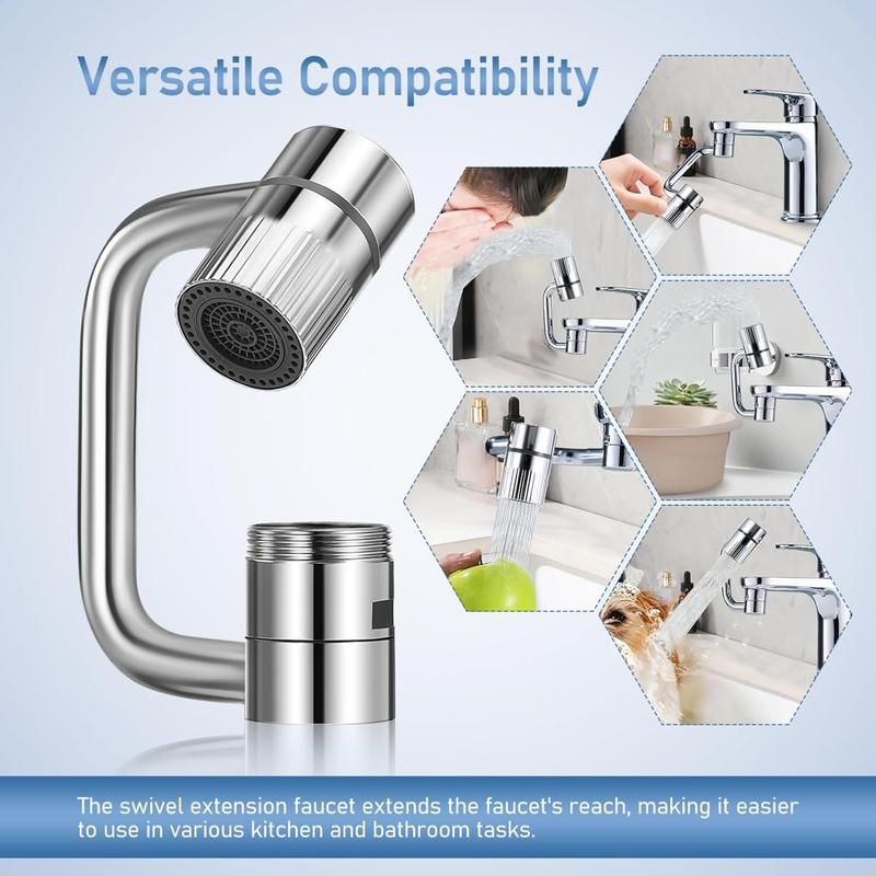 Rotatable Faucet Aerator Extension - for Effortless, All-Angle Control, Rotating Swivel Faucet Aerator Extender, Kitchen Bathroom Sink Faucets Sprayer Attachment with 2 Mode Splash(1PC) | FREE SHIPPING