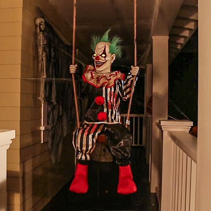 Halloween Electric Glow Decorations: Terrifying Little Girl on a Swing, Clown, and Skeleton | FREE SHIPPING