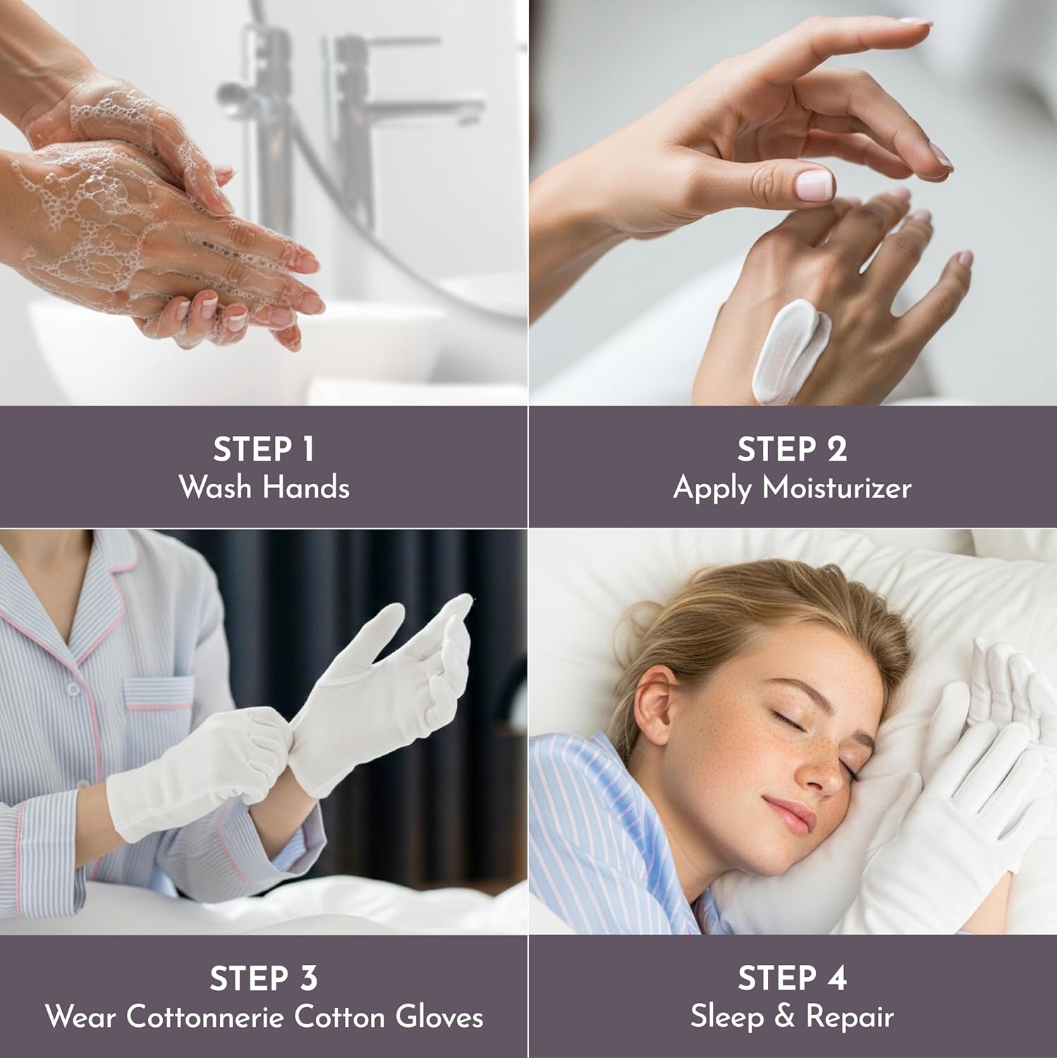 White Cotton Gloves for Dry Hands Sleeping - 3 Pairs Moisturizing Overnight Gloves for Men & Women - 100% Cotton Eczema Gloves | 50% OFF, FREE SHIPPING