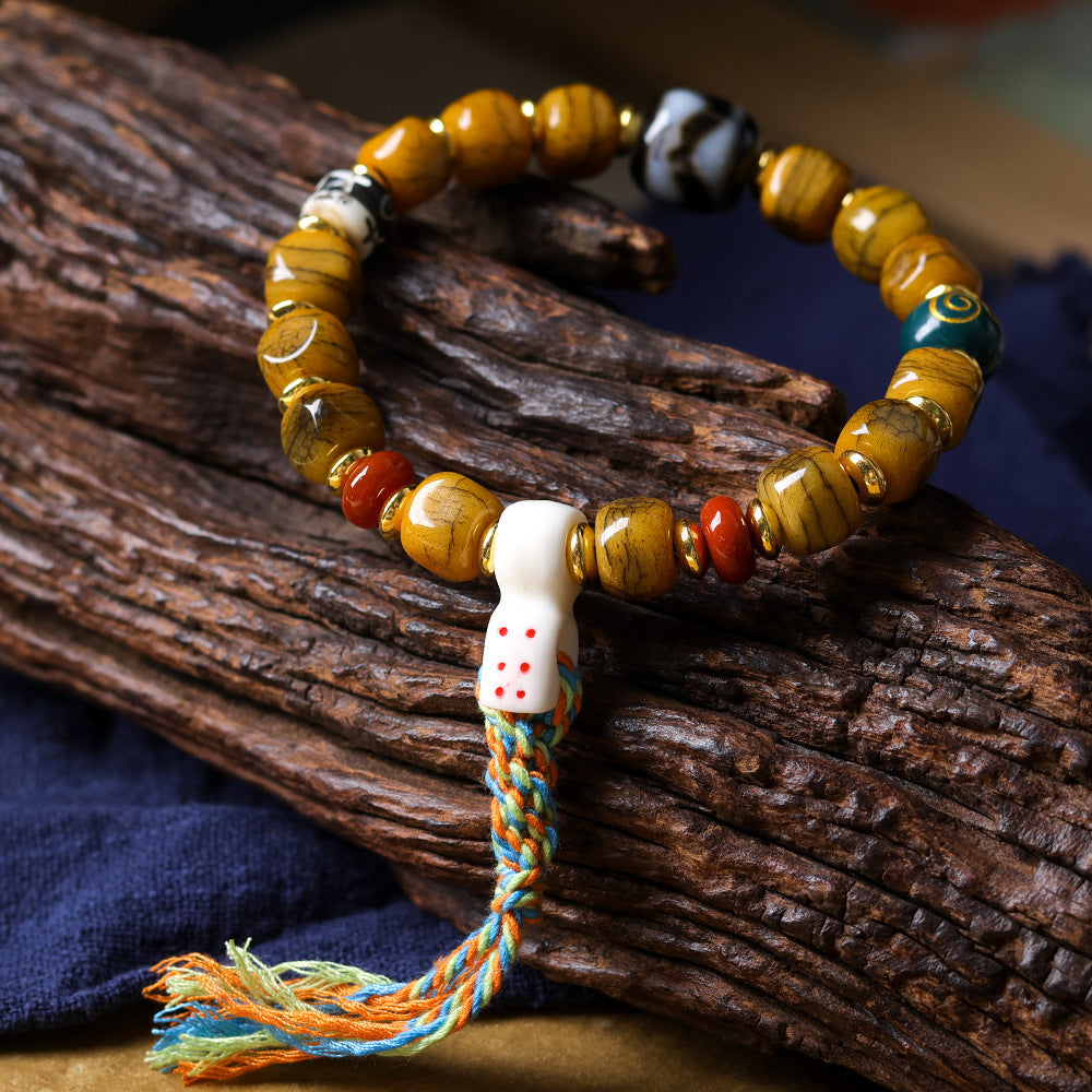 🔮Luck on Your Wrist – Hand-Woven Tibetan Yak Bone Bracelet | Free Shipping