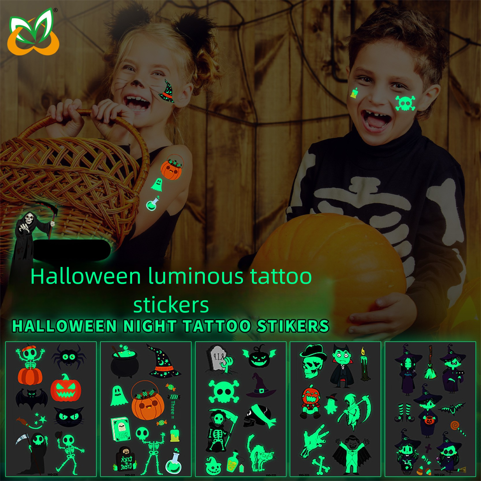 أضف لمسةً من التألق إلى إطلالتك - ملصقات وشم وجه مقاومة للماء لعيد الهالوين 🎃 | شحن مجاني