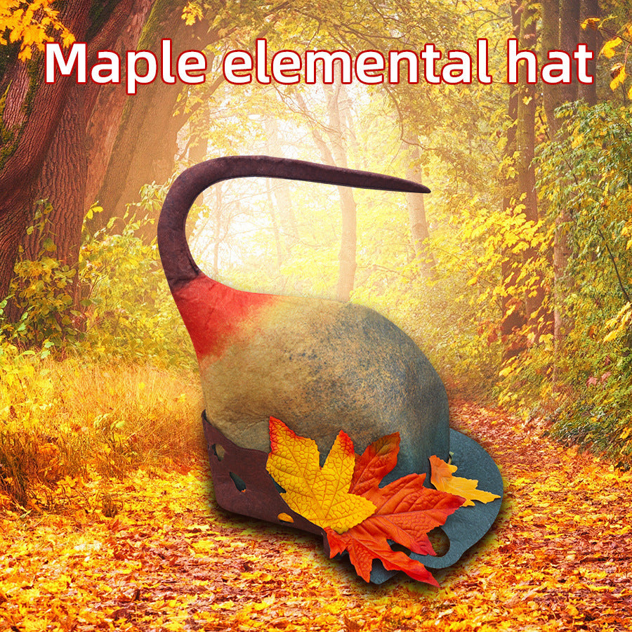 🍁 Autumn Maple Leaf Witch Hat – Enchanted Halloween Party Magic Hat