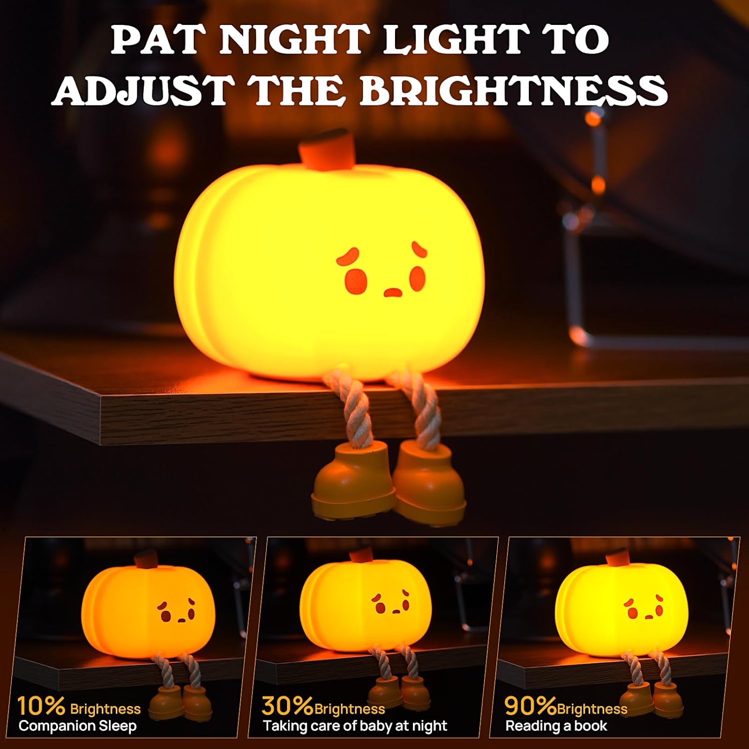 🎃 Pumpkin Night Light – Rechargeable Silicone Lamp | 50% OFF, FREE SHIPPING