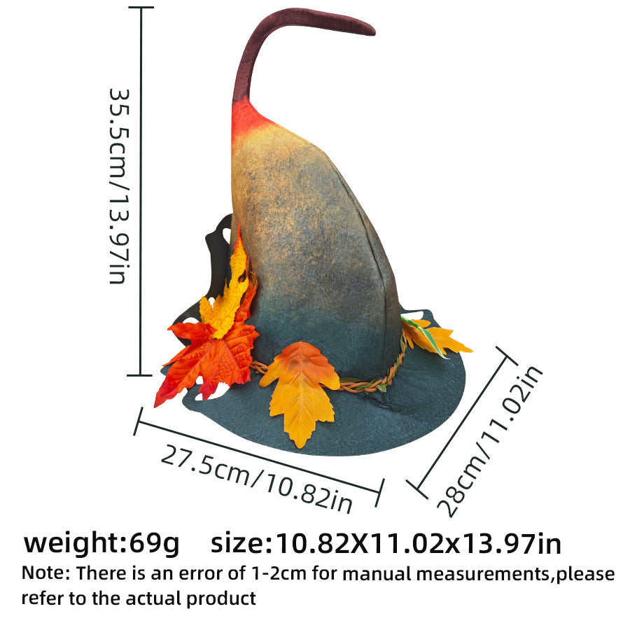 🍁 Autumn Maple Leaf Witch Hat – Enchanted Halloween Party Magic Hat