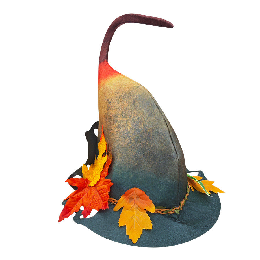 🍁 Autumn Maple Leaf Witch Hat – Enchanted Halloween Party Magic Hat
