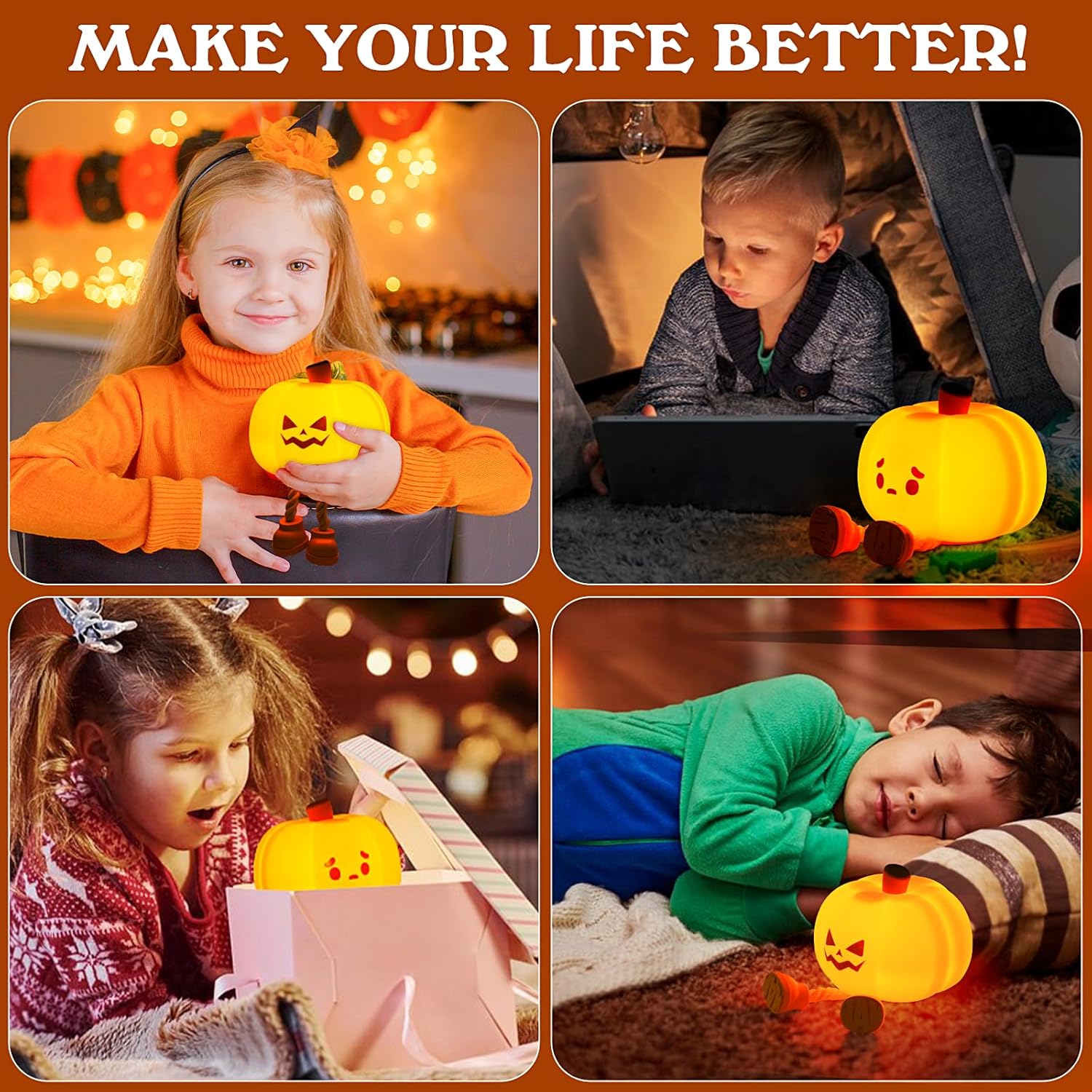 🎃 Pumpkin Night Light – Rechargeable Silicone Lamp | 50% OFF, FREE SHIPPING