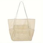 🏖️ Hot-Selling Double-Layer Mesh Beach Bag – Swim, Shower &amp; Toiletries Storage Tote