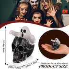💀👻 Halloween Ghost Skeleton – Spooky Skull with Cute Little Ghost Figurine!