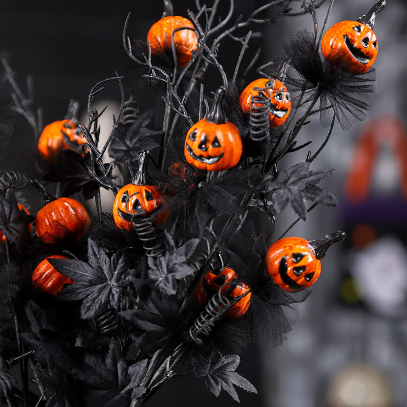 Spooky Black Pumpkin Bouquet 🎃🖤 – Halloween Horror Floral Decoration(Pack of 5)