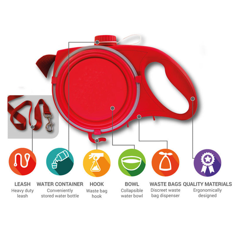 3-in-1 Pet Leash with Water Bottle 💦🐾 – Walk, Hydrate &amp; Clean Up Anywhere!