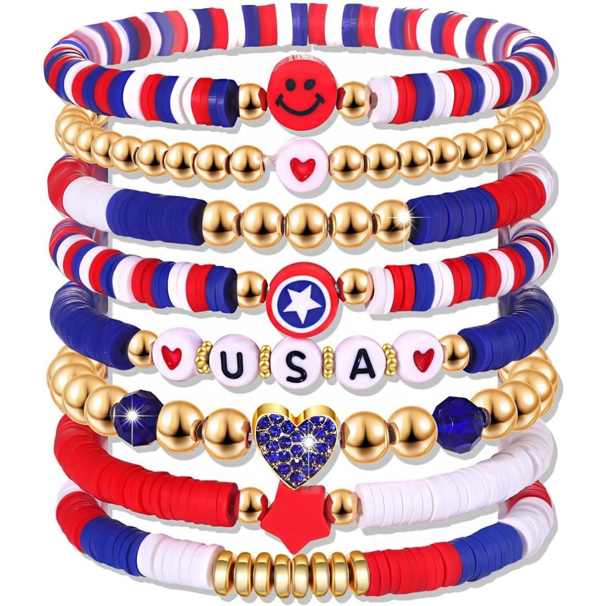 Independence Day Bracelet Set – 6 or 8-Pack Patriotic Wristbands