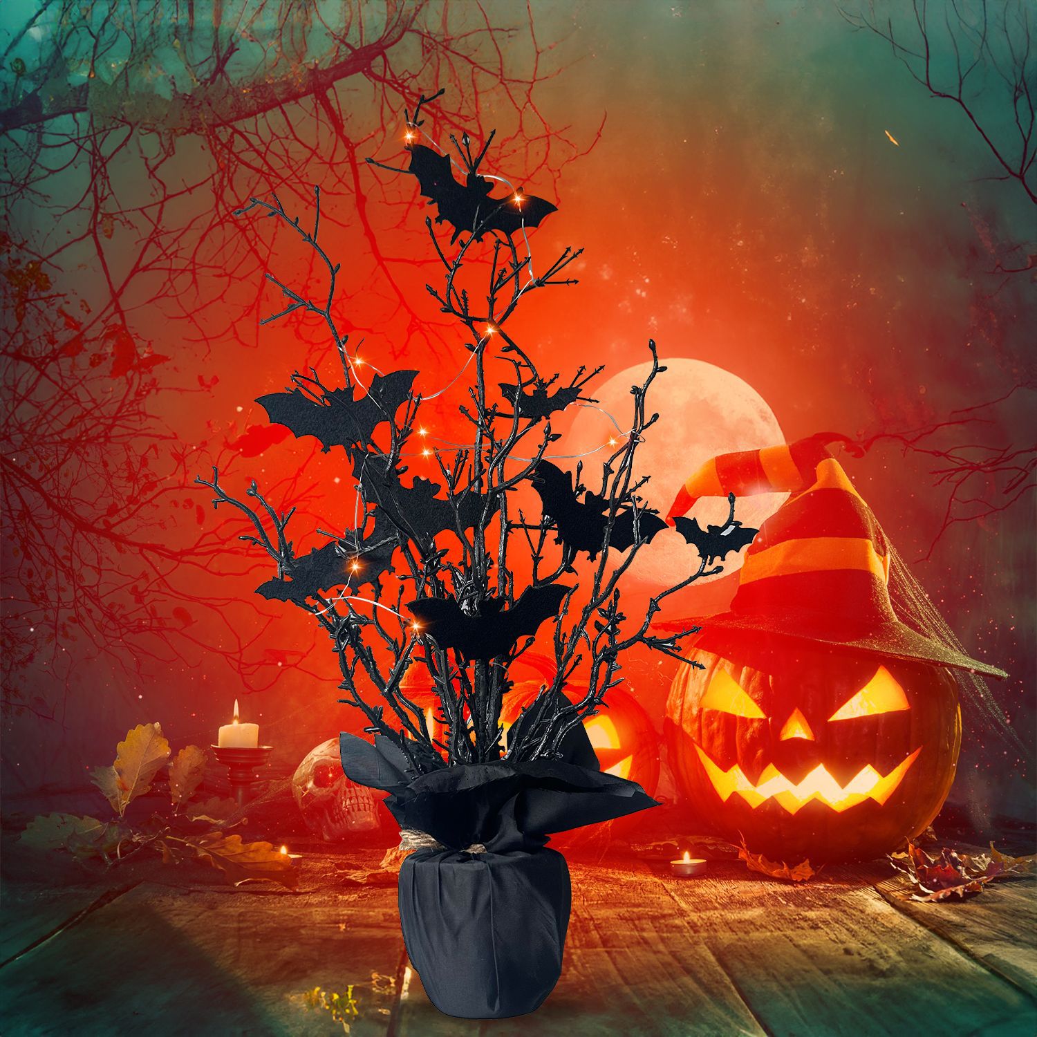 Spooky Bat Tree 🦇 – Halloween Tabletop Decoration | Creepy Branch Centerpiece