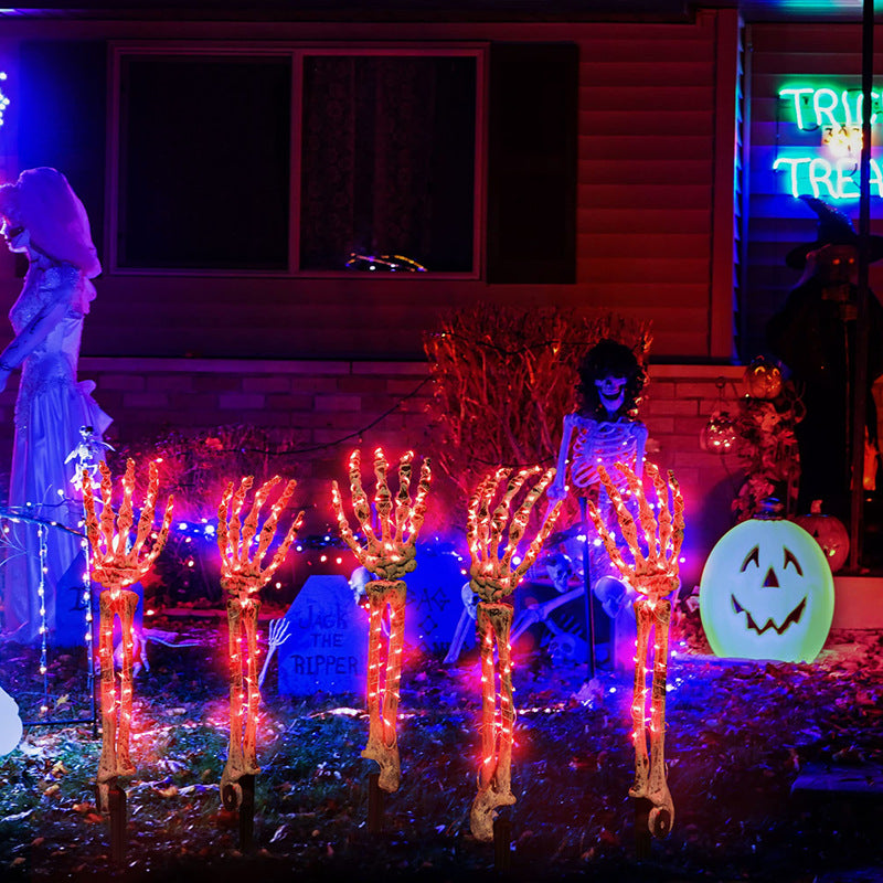 Glowing Skeleton Hands 👻 – 5-in-1 Halloween Lawn Stakes for Spooky Yard Decor