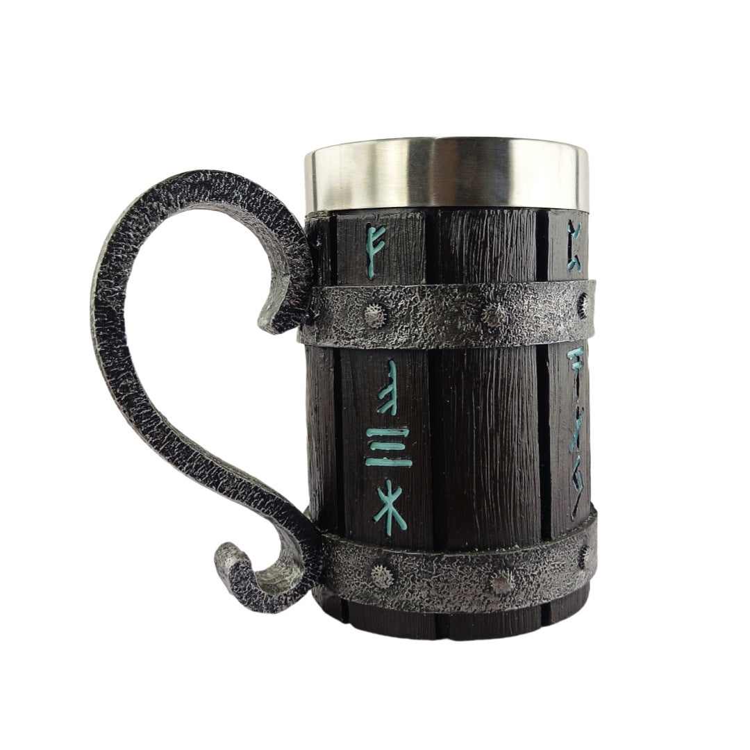 Viking Barrel Beer Mug 🍺 – Nordic Pirate Wooden Tankard for Ale & Mead