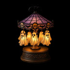 🎠 Ghost Rotating Wooden Horse Lantern – Spooky Halloween Carousel Light