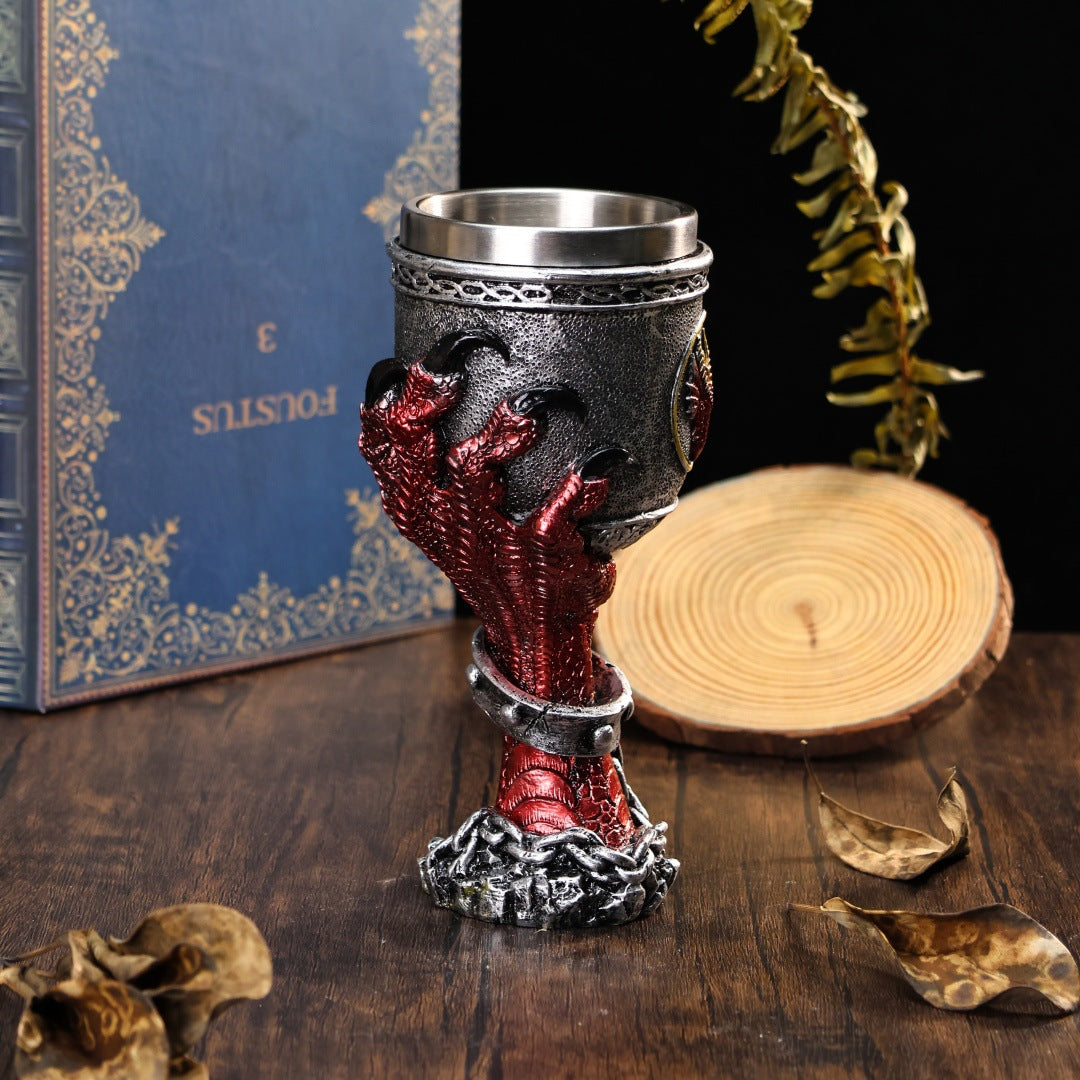 Dragon’s Fury Mug 🐉🔥 – Fantasy Resin Stainless Steel Coffee & Wine Goblet