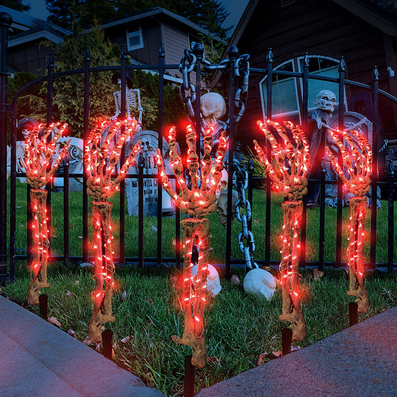 Glowing Skeleton Hands 👻 – 5-in-1 Halloween Lawn Stakes for Spooky Yard Decor