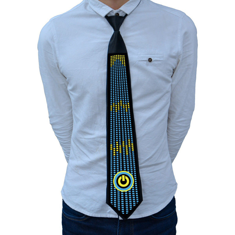🎤 Sound-Activated Glowing Tie – EL Light-Up Party Tie for Christmas &amp; Halloween