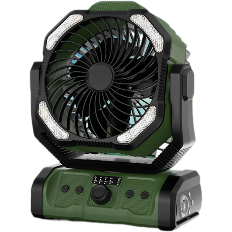 Rechargeable Camping Fan – 24000mAh Battery, LED Light, 360° Oscillation