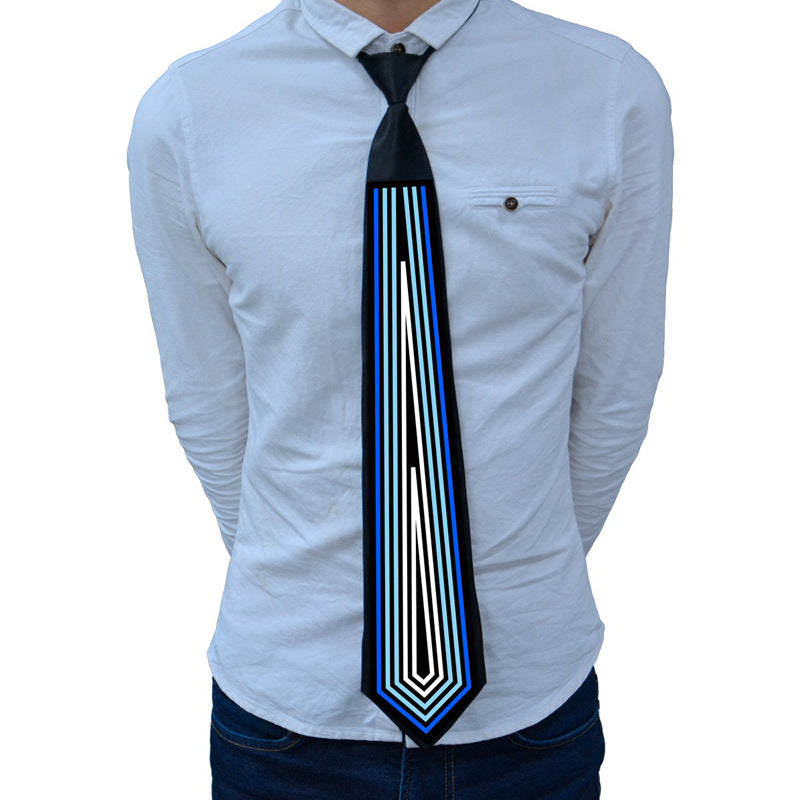 🎤 Sound-Activated Glowing Tie – EL Light-Up Party Tie for Christmas &amp; Halloween