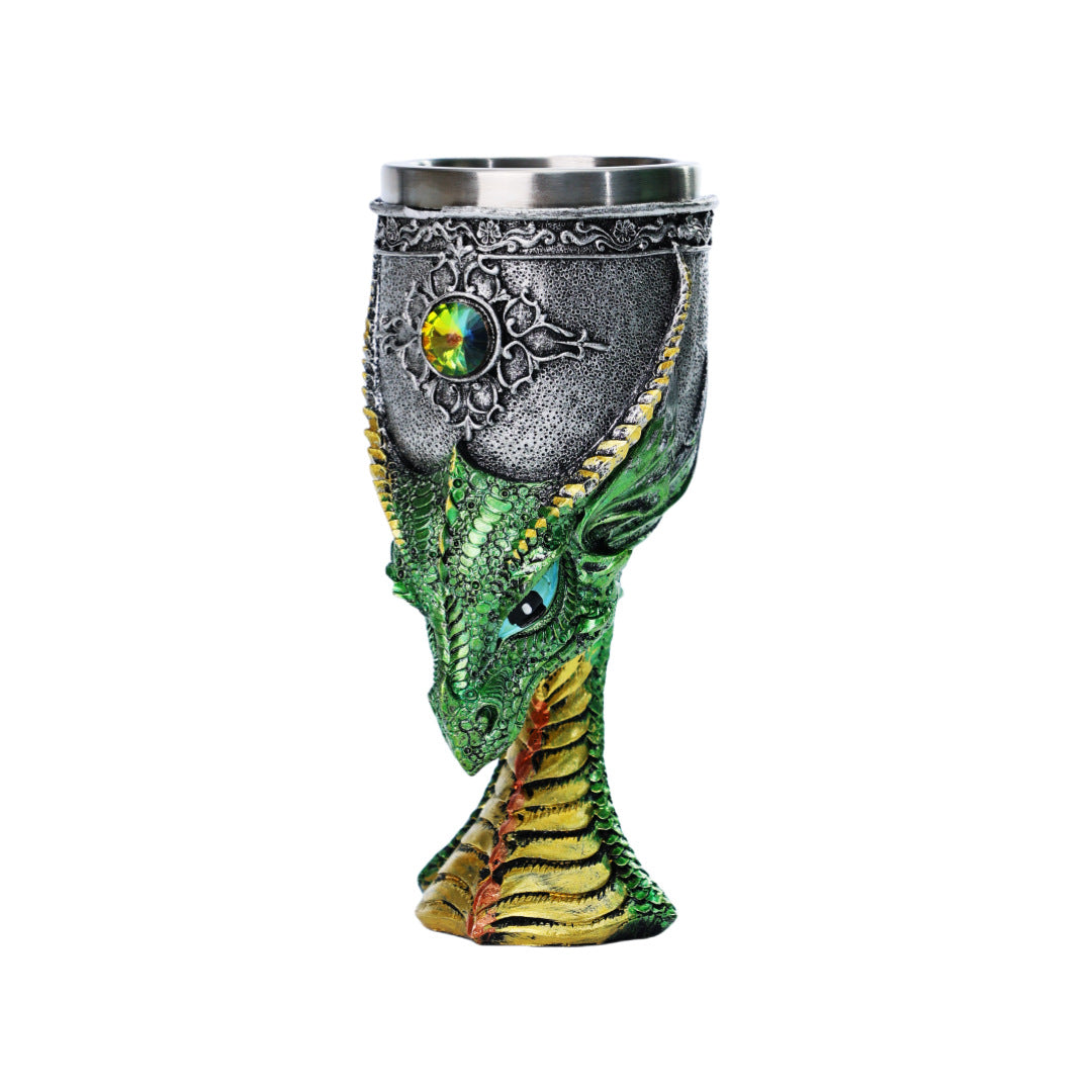 Dragon’s Fury Mug 🐉🔥 – Fantasy Resin Stainless Steel Coffee & Wine Goblet