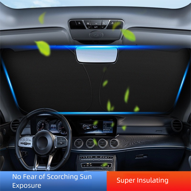 Foldable Windshield Sunshade – Mirror Cut-Out, UV Protection, 240T Reflective Material, Fits Cars, SUVs & Trucks