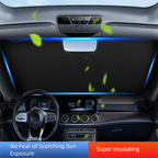 Foldable Windshield Sunshade – Mirror Cut-Out, UV Protection, 240T Reflective Material, Fits Cars, SUVs & Trucks