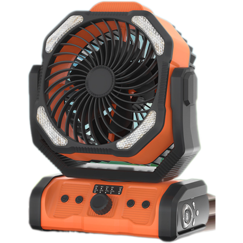 Rechargeable Camping Fan – 24000mAh Battery, LED Light, 360° Oscillation