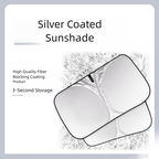 Foldable Windshield Sunshade – Mirror Cut-Out, UV Protection, 240T Reflective Material, Fits Cars, SUVs & Trucks