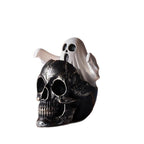 💀👻 Halloween Ghost Skeleton – Spooky Skull with Cute Little Ghost Figurine!