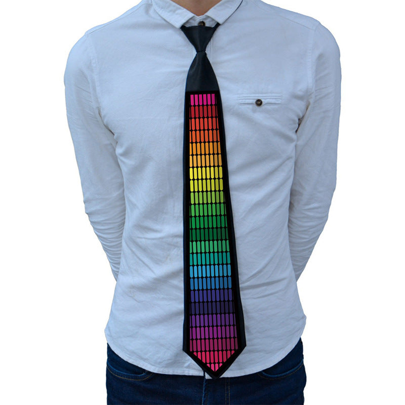 🎤 Sound-Activated Glowing Tie – EL Light-Up Party Tie for Christmas &amp; Halloween