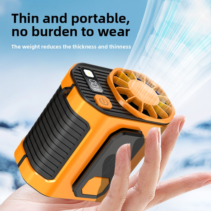 Outdoor Waist Clip Fan – 10-Speed Portable Cooling Fan with Power Bank & Flashlight