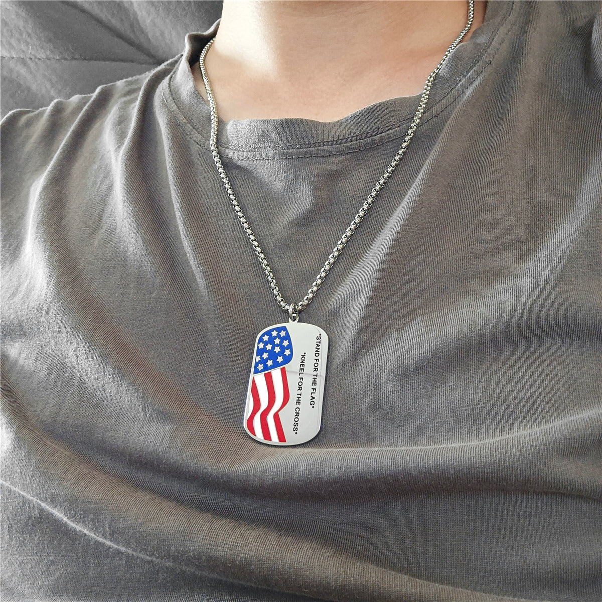 Independence Tag Necklace – Stainless Steel Dog Tag Pendant & Keychain Combo