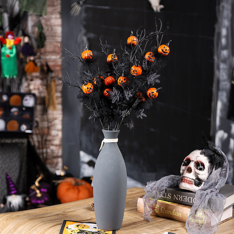Spooky Black Pumpkin Bouquet 🎃🖤 – Halloween Horror Floral Decoration(Pack of 5)