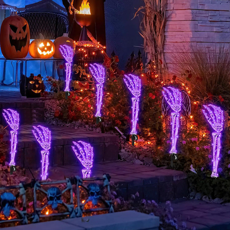 Glowing Skeleton Hands 👻 – 5-in-1 Halloween Lawn Stakes for Spooky Yard Decor
