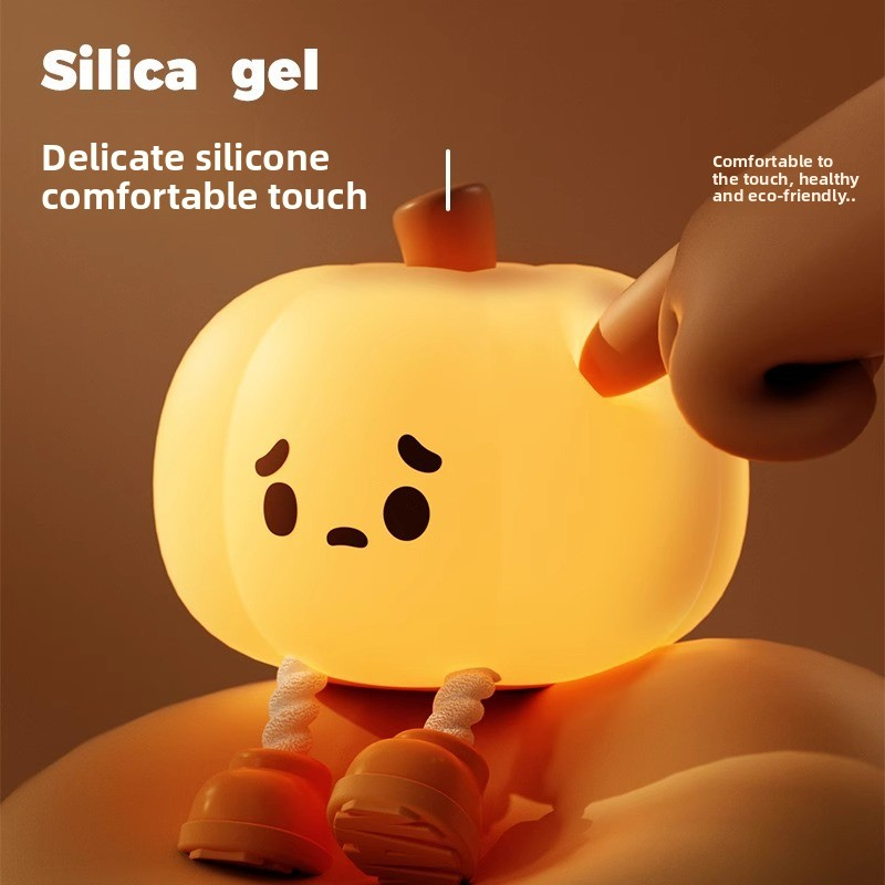 🎃 Halloween Pumpkin Night Light – Soft Silicone Tap Control LED Lamp | Rechargeable