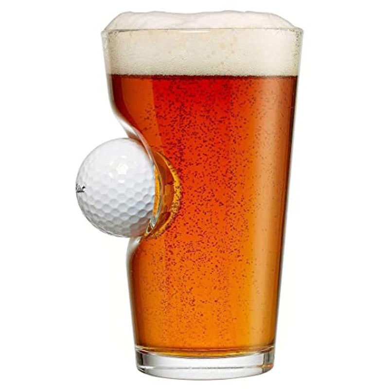 Stuck-in-Glass Golf Beer Mug – Fun Golf Ball Design Beer Glass （460ML）🍺⛳