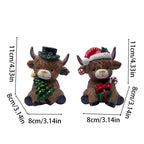 🎄 Highland Cow with Gift – Adorable Christmas Tabletop Statue for Cozy Holiday Décor