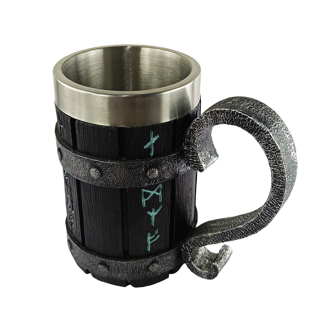 Viking Barrel Beer Mug 🍺 – Nordic Pirate Wooden Tankard for Ale & Mead
