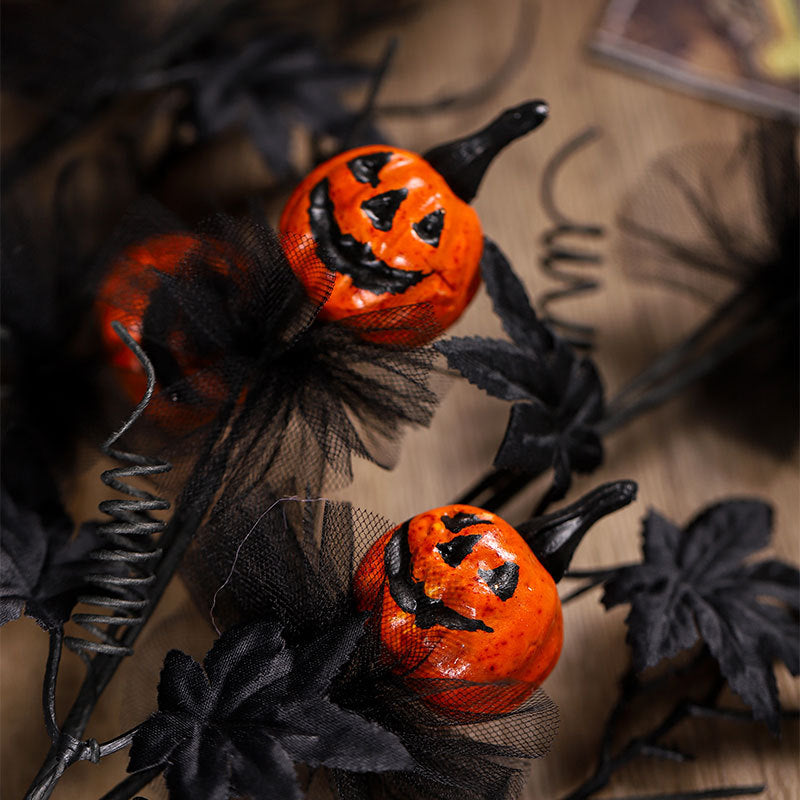Spooky Black Pumpkin Bouquet 🎃🖤 – Halloween Horror Floral Decoration(Pack of 5)