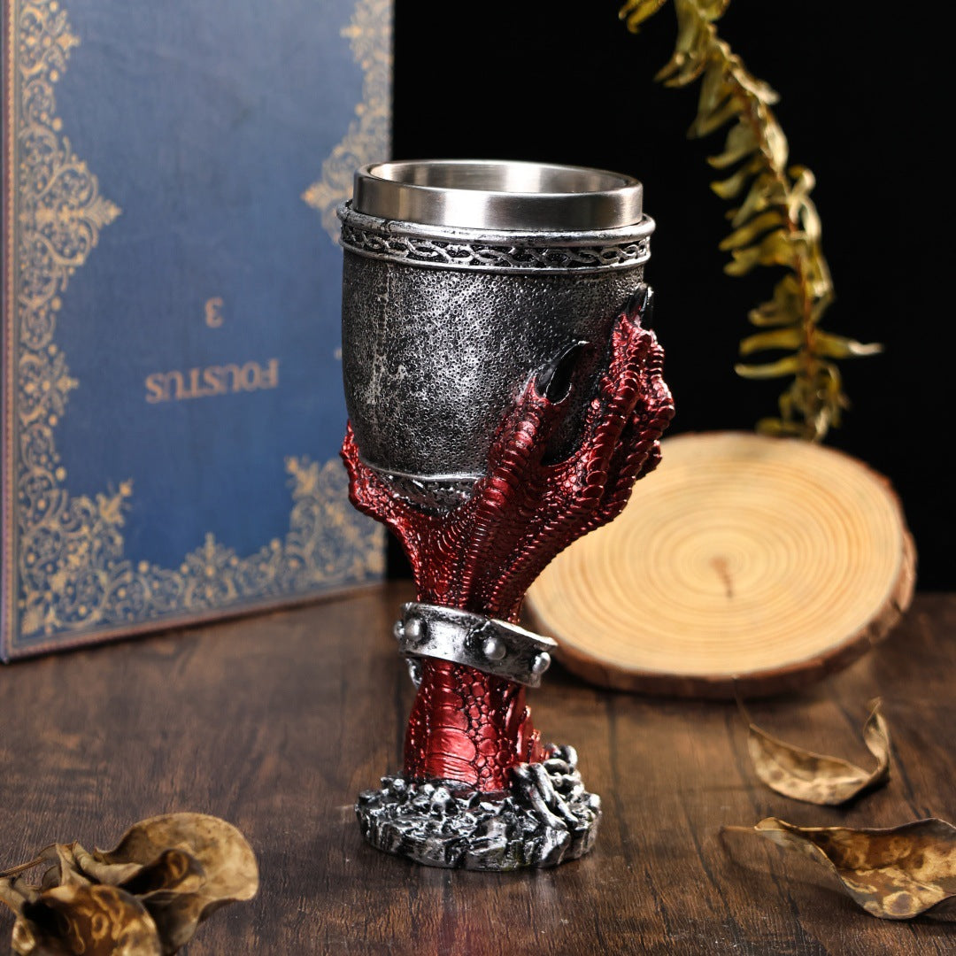 Dragon’s Fury Mug 🐉🔥 – Fantasy Resin Stainless Steel Coffee & Wine Goblet