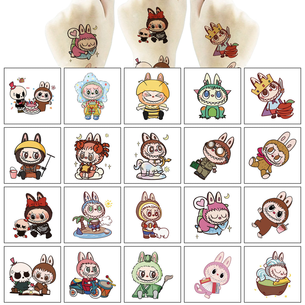 Cartoon Temporary Tattoo Stickers Set - 30 unique designs