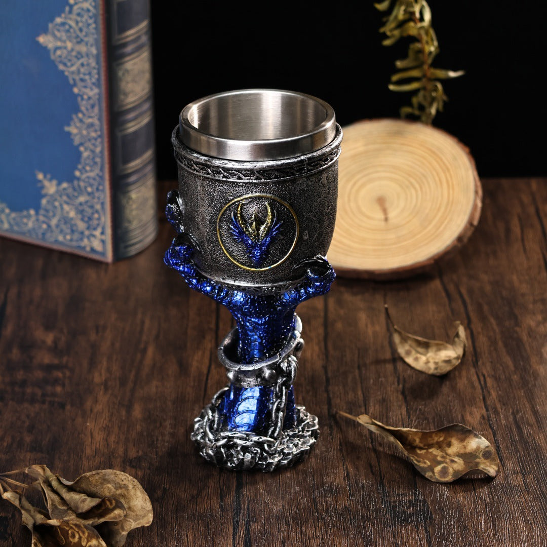 Dragon’s Fury Mug 🐉🔥 – Fantasy Resin Stainless Steel Coffee & Wine Goblet