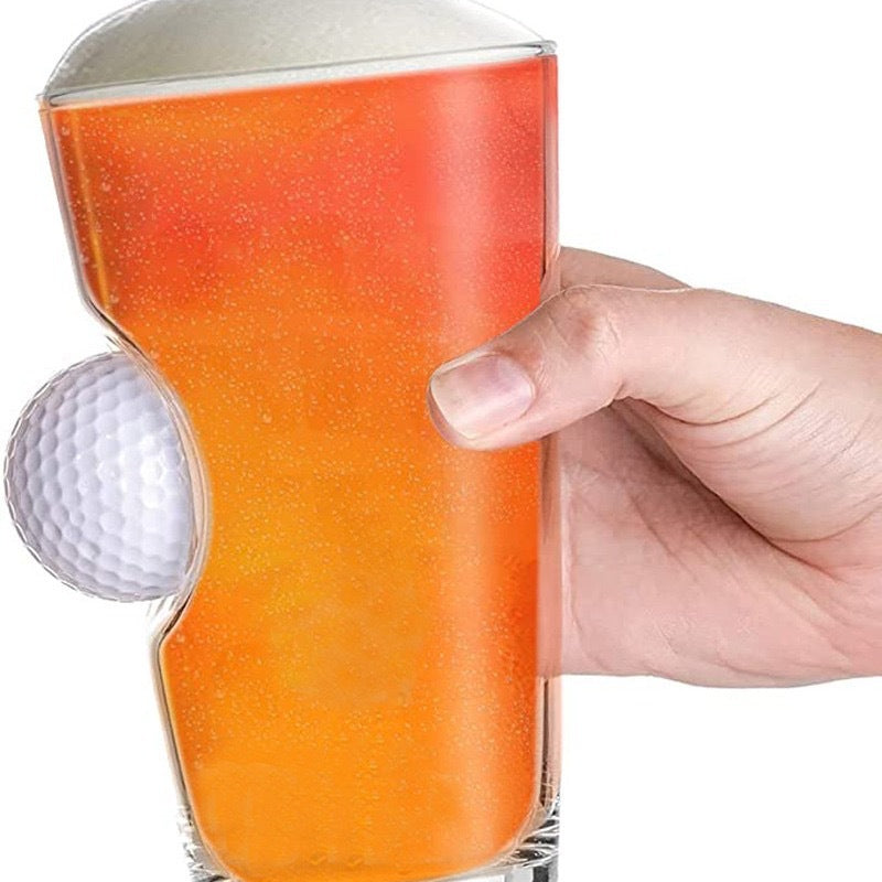 Stuck-in-Glass Golf Beer Mug – Fun Golf Ball Design Beer Glass （460ML）🍺⛳