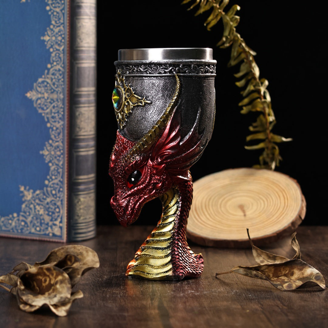 Dragon’s Fury Mug 🐉🔥 – Fantasy Resin Stainless Steel Coffee & Wine Goblet