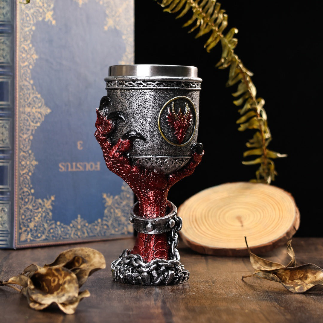 Dragon’s Fury Mug 🐉🔥 – Fantasy Resin Stainless Steel Coffee & Wine Goblet